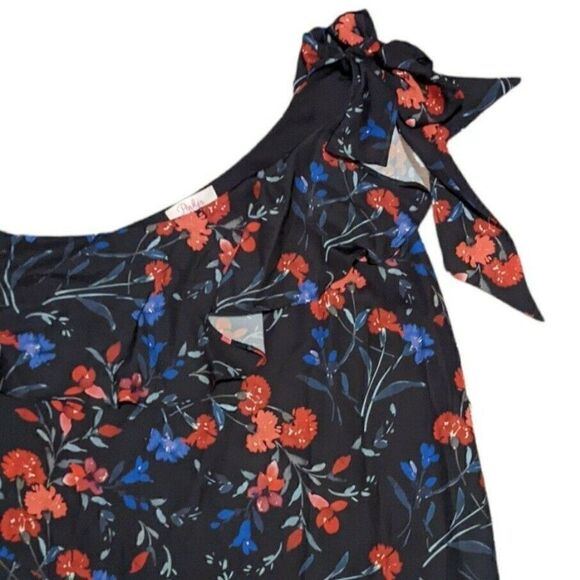 Parker Abrico One-Shoulder Ruffle Shift Dress Black Floral Print XS NWT $345 - Picture 3 of 7